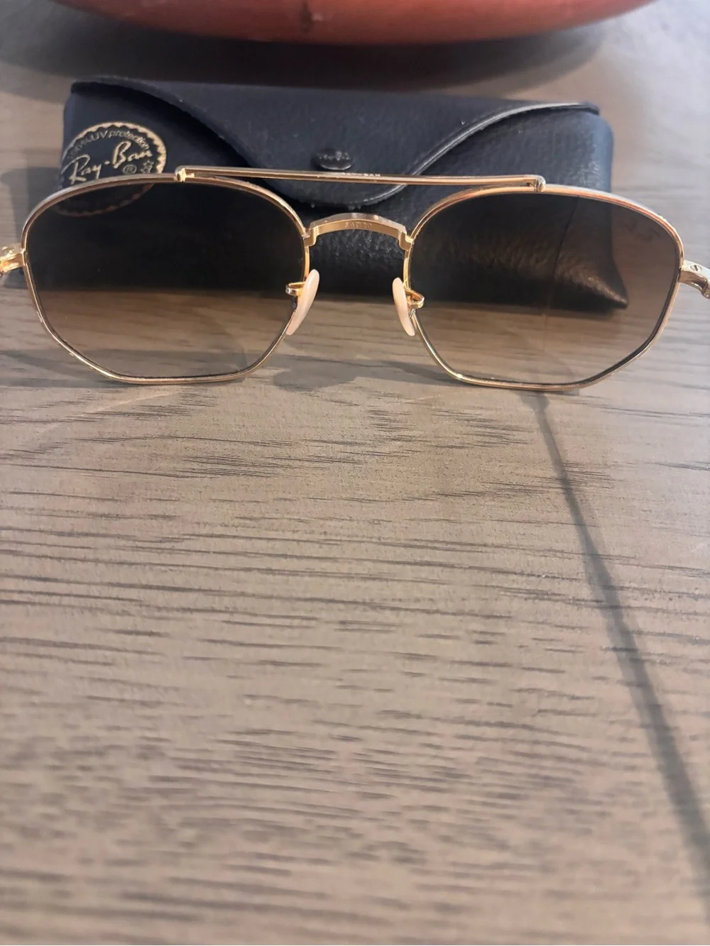 Ray-Ban Gold Frame Sunglasses with Black Case